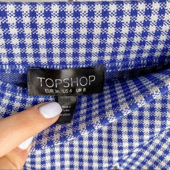 TOPSHOP Blue & White Gingham Ruffled Mini Skirt - Picture 5 of 5